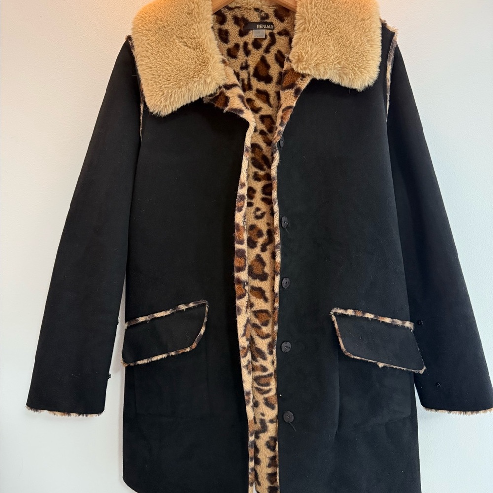 Renuar Black Suede and Cheetah lined Jacket